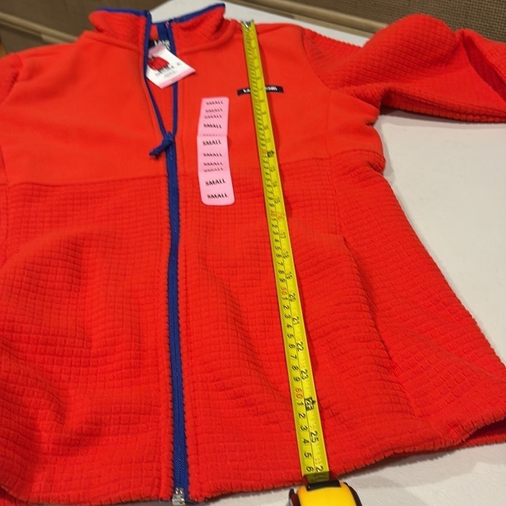 Lands' End - ladies grid Fleece Zip Up Jacket. Size Small. NWT. Orange - Picture 14 of 16